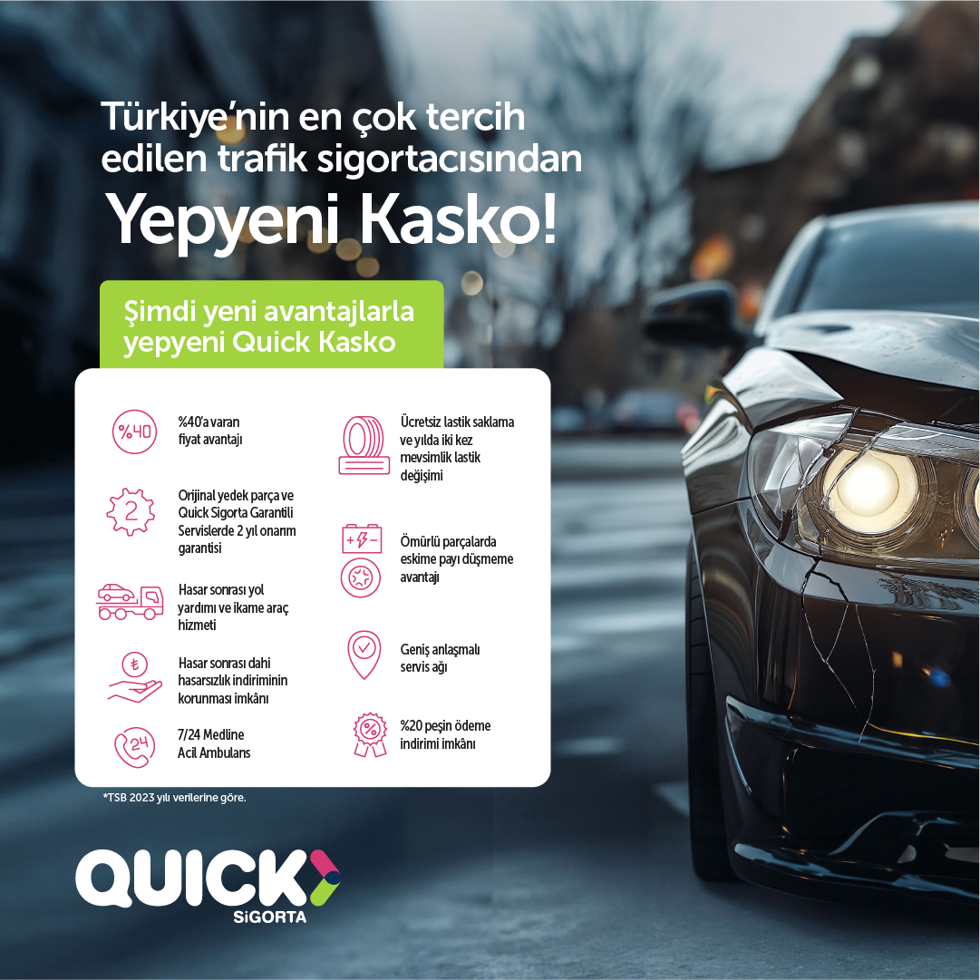 Türkiye’nin En Çok Tercih Edilen Trafik Sigortacısı Quick Sigorta’dan Yepyeni Kasko 01